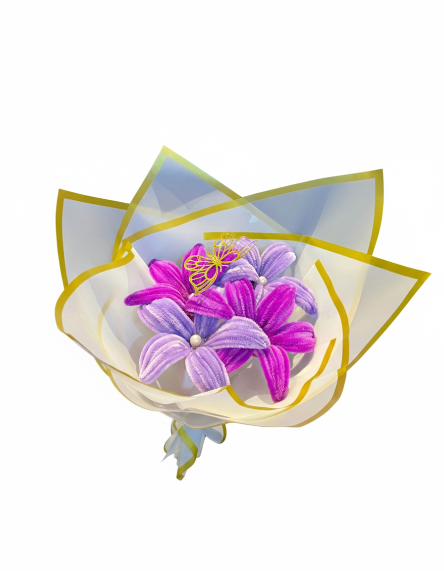 Everlasting Purple Velvet Lily Bouquet