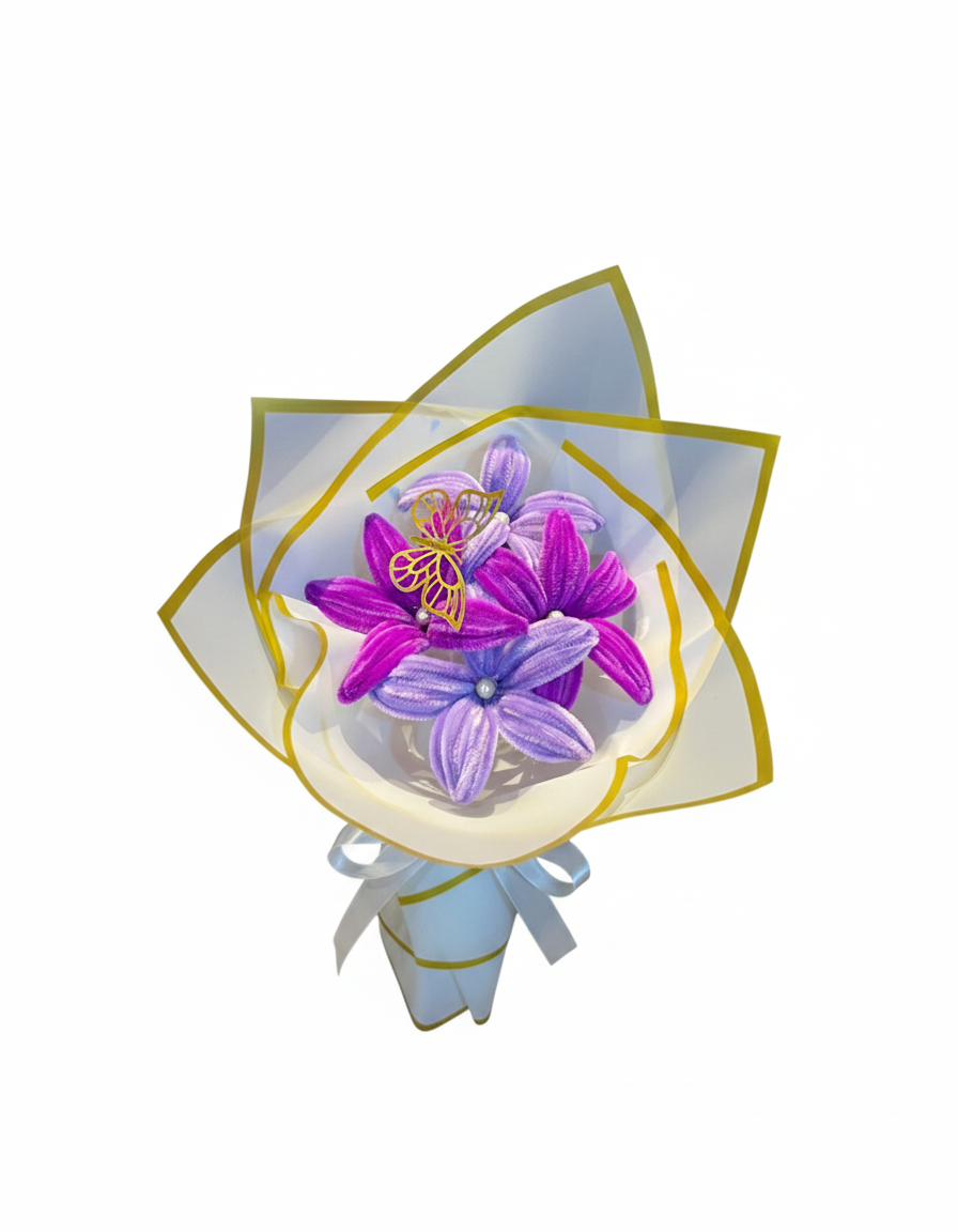 Everlasting Purple Velvet Lily Bouquet