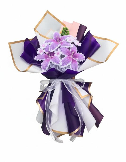"Handcrafted Eternal Purple Lily Bouquet"