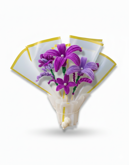 Handcrafted Purple Pipe Cleaner Flower Bouquet